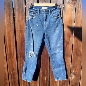 High Rise Paint Splatter Mom Jean